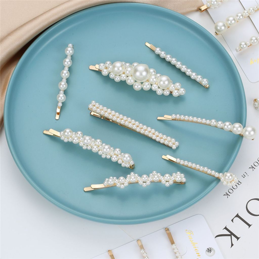 Ngọc Trai Kẹp Tóc Nữ Hàn Quốc Đơn Giản Vàng Retro Kẹp Tóc Hoa Kẹp Bên Kẹp Handmade Mũ Đội Đầu Phụ Ki