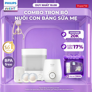 Combo Trọn Bộ Nuôi Con Bằng Sữa Mẹ Philips Avent -Máy hút sữa rảnh tay + Máy Hâm sữa cao cấp + Máy Tiệt trùng và sấy khô