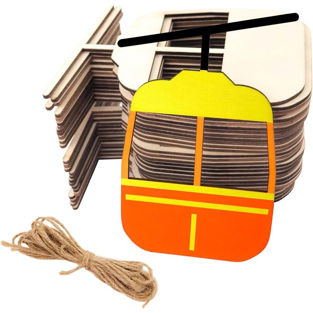 30 Gói 4 Inch Gỗ Trượt Tuyết Gondola Cutouts Gỗ Chưa Hoàn Thành Trượt Tuyết Gondola Thủ Công Trượt T