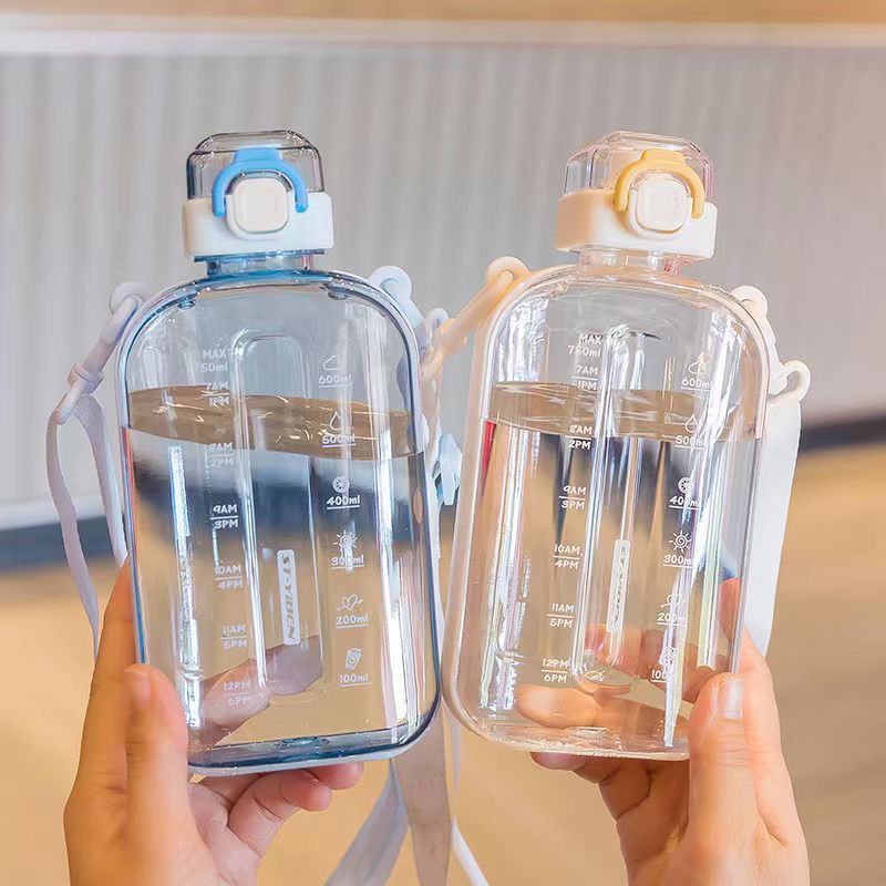 Bình Nước Yiben Muxin Bé Gái Bình Nước Nhựa Di Động Dung Tích Lớn Cốc Chống Sốc Không Gian Cốc Nước 