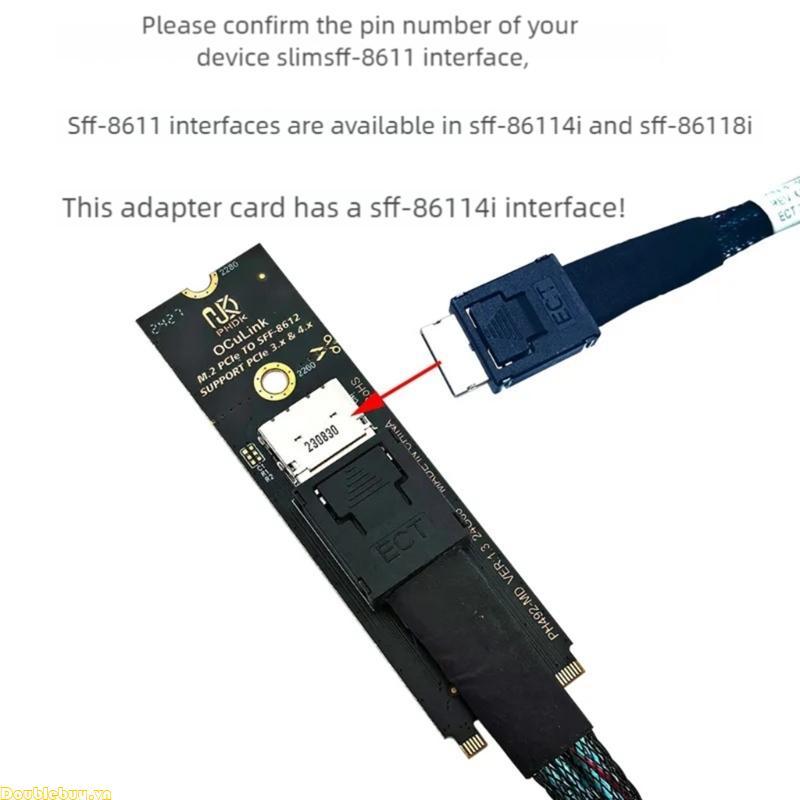 Doublebuy PCIe4 0 Tương thích M 2 NVMe sang Oculink Adapter Thiết kế truyền tín hiệu trực tiếp