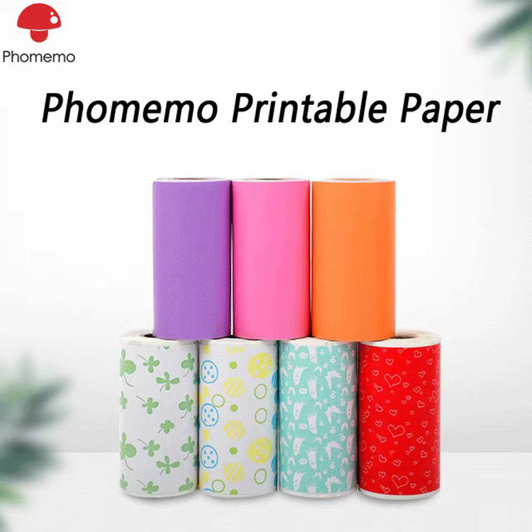 Phomemo50 53mm M02 Một Hộp Ba Cuộn In Giấy Nhãn Giấy Nhiệt Họa Tiết Giấy Dán Dính AWFT