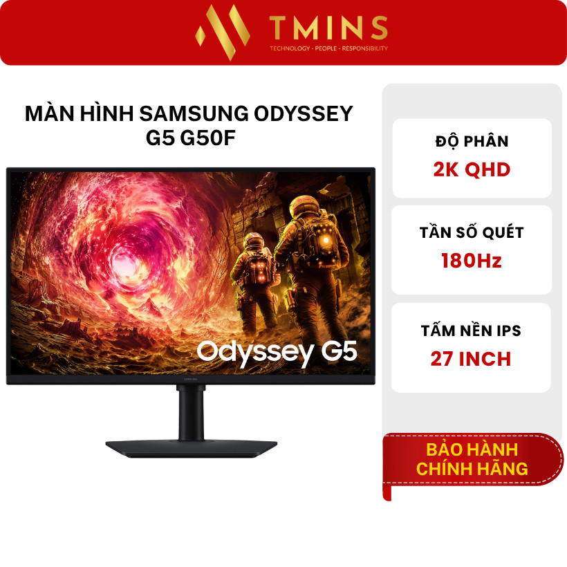 Màn hình Gaming SAMSUNG Odyssey G5 G50F LS27FG502EEXXV (27inch/ IPS/ QHD/ 180Hz/ 1ms) - Chính hãng