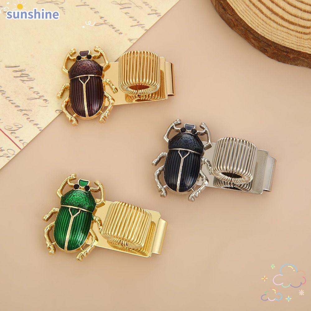 Kẹp bút SSUNSHINE, có vòng bút Scarab Beetle Scarab Kẹp bút bọ cánh cứng, đánh dấu trang sách đàn hồ