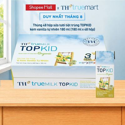 Thùng 48 hộp sữa tươi tiệt trùng TOPKID kem vanilla tự nhiên TH true MILK 180ml