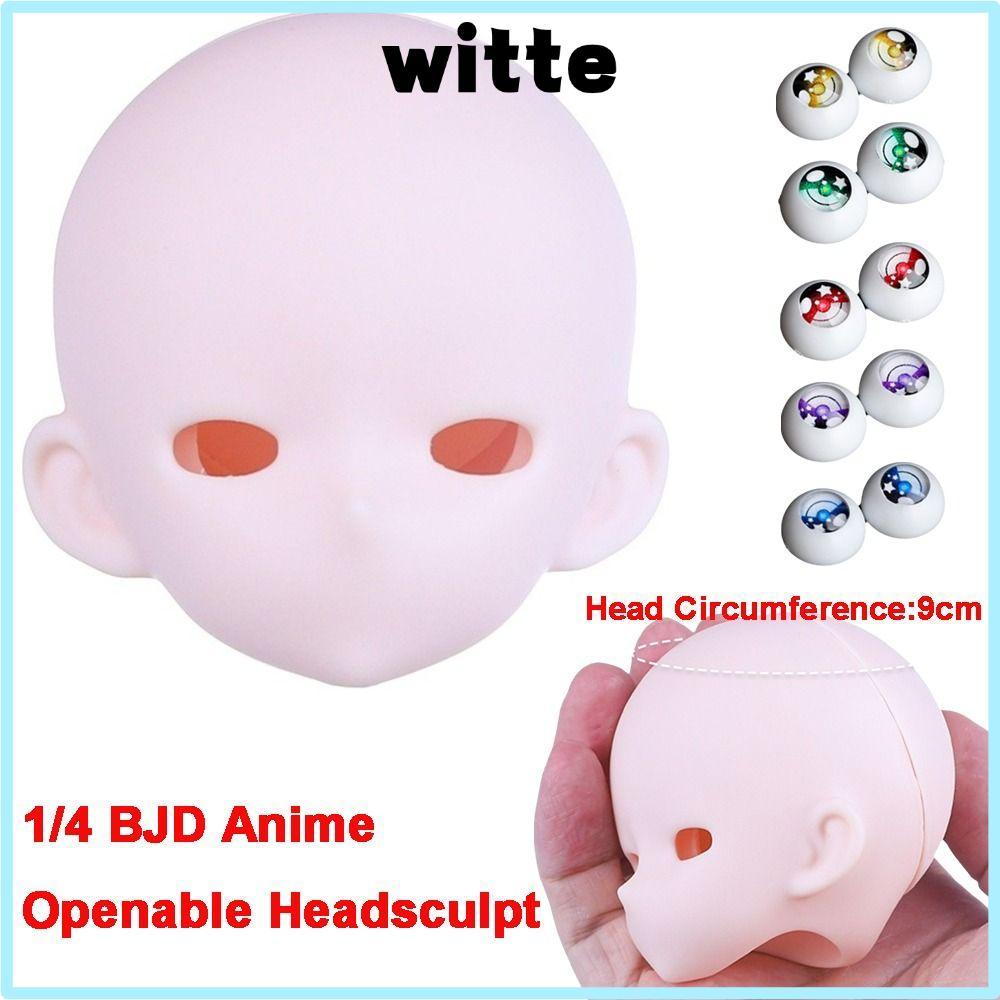 WITTE 1 / 4 BJD Anime Headsculpting, Đầu bé Bjd có thể mở da trắng, Phụ kiện Bjd Anime-Style PVC Bjd
