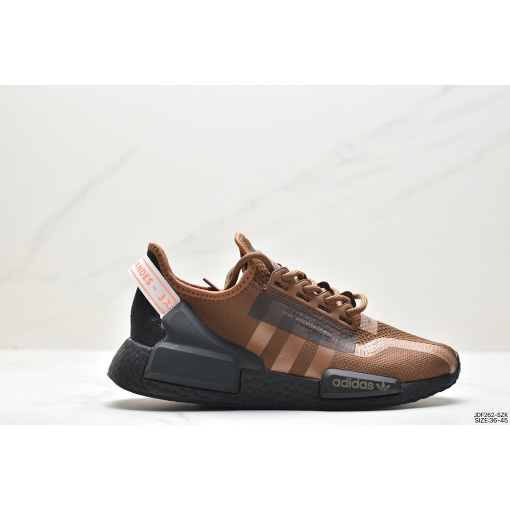 Nmd _ R1 V2 Boost GW7689 Bắp Rang Siêu Co Giãn Giữa Dệt Kim Lưới Giày Chạy Bộ Thể Thao Thông Thường