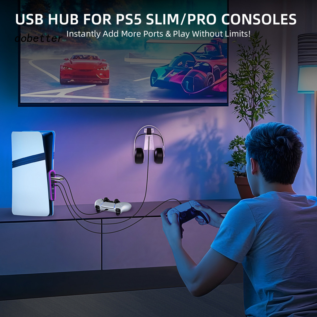 < Dobetter > Đồ dùng máy chơi Game Hub USB 6 cổng có đèn Rgb Mở rộng USB cắm và chạy cho Ps5 Pro Ps5