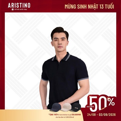 Áo Polo Nam Aristino Cổ Khóa Halfzip Tinh Tế Regular Fit Tay Ngắn Organic Cotton Co Giãn APS204AS0