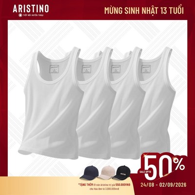(Mua 3 tặng 1) Combo 4 áo ba lỗ Aristino cotton thoáng mát mềm mịn thoải mái vận động ATT001EXP04