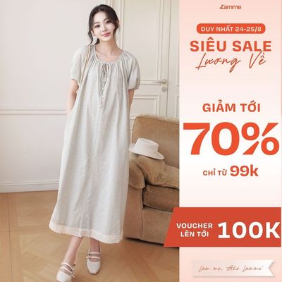 Váy Bầu Nala Dress L'amme - Thô Kẻ Cao Cấp Ít Nhăn Thoáng Khí,Phom Suông Đi Làm Đi Chơi Đều Xinh