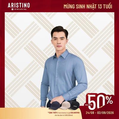 Áo Sơ Mi Dài Tay Aristino Slim Fit Kẻ Sọc Họa Tiết Chữ A Chất Liệu Bamboo Thoáng Mát ALS0960S2