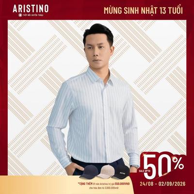 Áo Sơ Mi Nam Trắng Kẻ Aristino Slim Fit 48% Sợi Tre Họa Tiết Kẻ Sọc Thanh Lịch Tinh Tế ALS1400S3