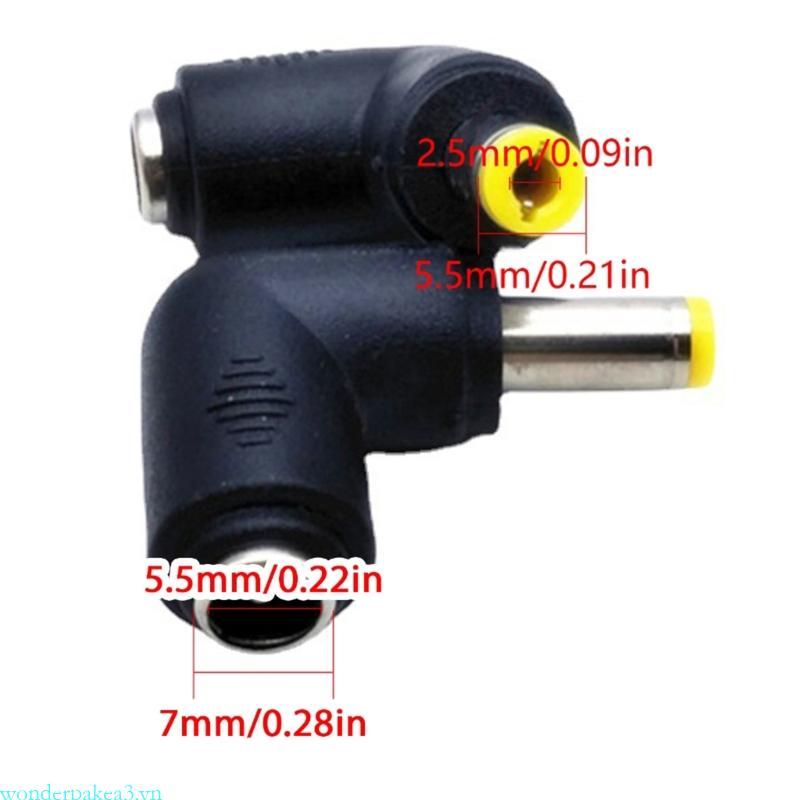 Wonderpakea3 Bộ sạc 90 độ Bộ chuyển đổi nguồn DC5521 sang DC5525 Đầu chuyển đổi Nữ sang Nam Đầu nối 