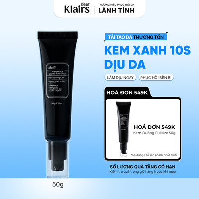 [DATE T11/27] Kem dưỡng ẩm Dear, Klairs Midnight Blue Clearing Water Cream hỗ trợ tái tạo da 50g [FS]