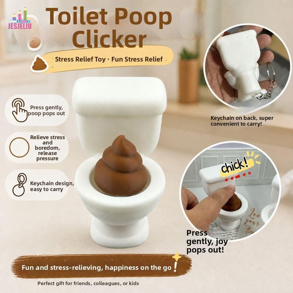JESJELIU Toilet Poop Clicker, Sáng Tạo 3D Nút Clicker Keyring, Trang Trí Túi Ngộ nghĩnh Clicker Âm T