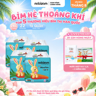 COMBO 4 Tã/Bỉm Quần NABIZAM Ultra Thin Nội Địa Hàn Mỏng Vượt Trội, Thấm Hút Nhanh 2XL22 Cho Bé Từ 15-20kg