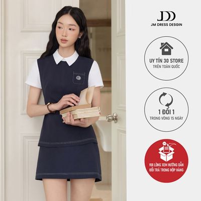 Set Áo Kiểu Cổ Đức Dáng Ôm 2T35.2604, Chân Váy Ngắn Dáng A 4S12.2604. Set Đồ Công Sở Nữ Thanh Lịch Phong Cách Preppy JM