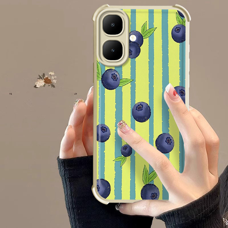 2 chiếc (Vỏ điện thoại việt quất tím đậm + Dây buộc) Dành cho TECNO Spark Go 2 / Spark Go 3 / Spark 