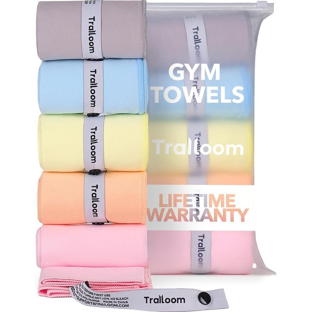 Trailoom Microfiber Workout Towels - Quick Dry, Highly Absorbing, Odor-Free, for Women & Men - Gym S