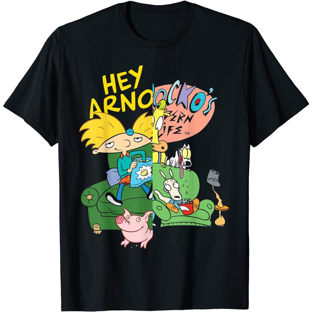 [Truyền nhiệt mực trắng] Hey Arnold Hey Arnold Anime In họa tiết Nam Áo thun ngắn tay cổ tròn 100% C