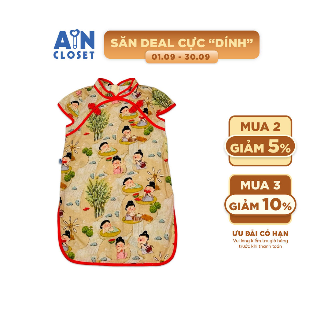 Đầm Sườn xám bé gái họa tiết Ajuma Hàn Quốc cotton - AICDBGHRN0TR - AIN Closet