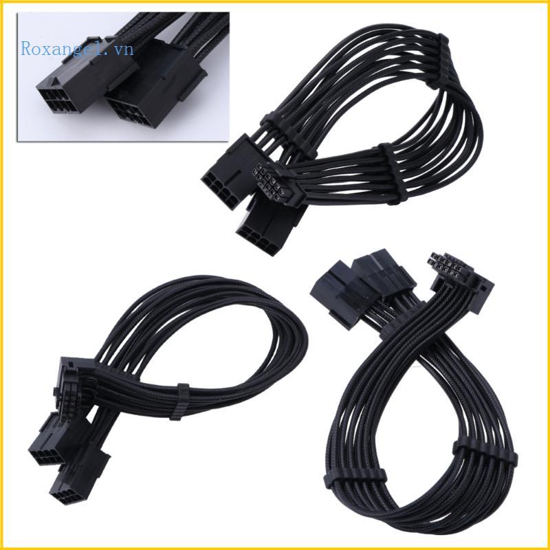ROX 16AWG 12VHPWR PCIE 5 0 2x8pin to16Pin 12 + 4P Nam 90° Mở rộng nguồn 30CM