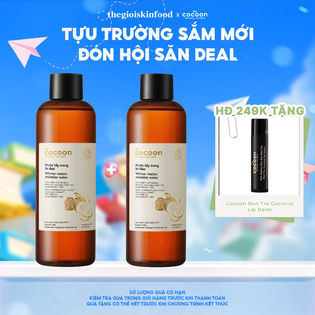 Combo 2 Chai Nước Tẩy Trang Cocoon Bí Đao Dịu Nhẹ 500ml Thegioiskinfood