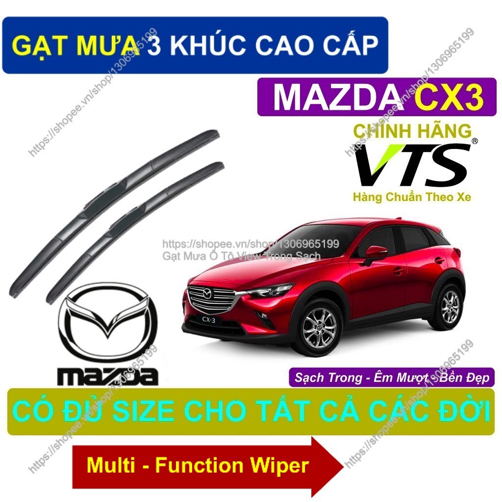 Gạt Mưa 3 Khúc Cao Cấp; Gạt Mưa Silicon Kính Lái Mazda CX3; Cặp Gạt M.ưa Kính Lái Mazda CX3;  Mazda 