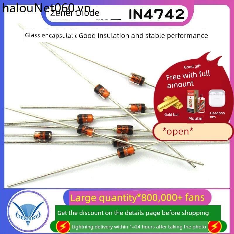 1N4742A IN4742 4742 Bộ điều chỉnh điện áp thủy tinh trong dòng Bộ điều chỉnh điện áp ống Diode 1W 12