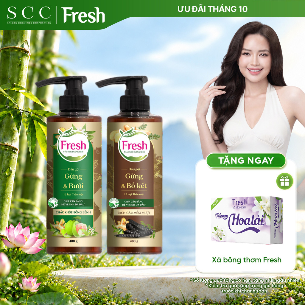 [LIVE] Dầu Gội FRESH Thảo Mộc Dưỡng Sinh Sạch Gàu Mềm Mượt / Chắc Khỏe Bồng Bềnh 480g/chai