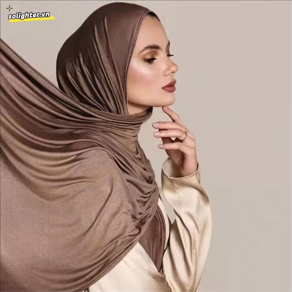 Khăn Hijab SOLIGHTER, Dài 170x60cm Đồng Bằng Hijab, Thời Trang Modal Cotton Mềm Jersey Hijab Nữ