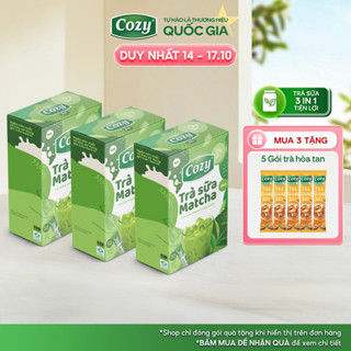 COMBO 3 Trà Sữa Matcha Cozy Hòa Tan 3IN1 (3 hộp x 10 gói x 17gr) Hương Vị Ngọt Thơm, Không Lo Tăng Cân