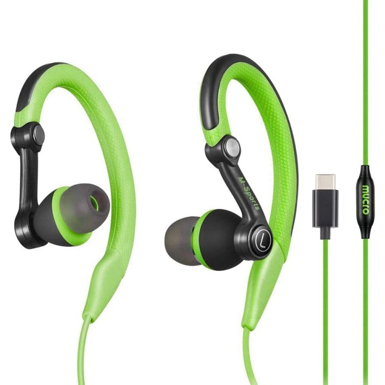Hàng sẵn có Mucro Type-C Plug In-Ear Sport Earhook Tai nghe âm thanh nổi có dây cho phòng tập chạy b