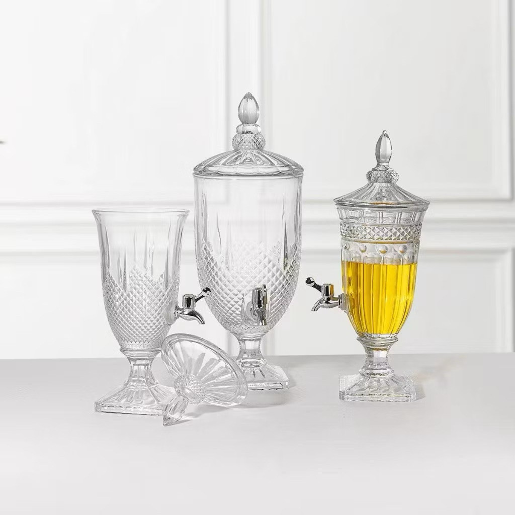 Bình ngâm rượu thủy tinh có vòi Dung tích 2-3-5 Lít. Thuỷ tinh vân nổi sang trọng.