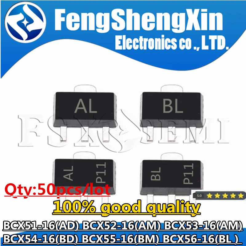 Bộ 50 BCX56-16 SOT-89 BXC56 BXC51-16 BXC52-16 BCX53-16 BCX54-16 BCX55-16 SOT89 bóng bán dẫn 1Z0J