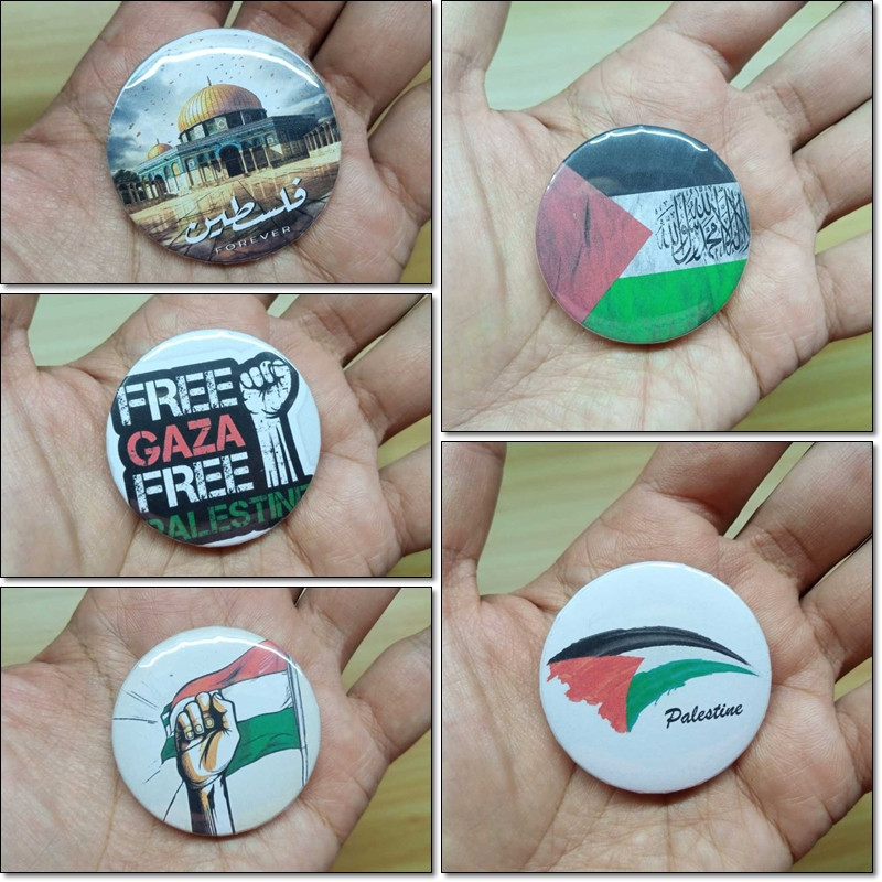 Pin Trâm Tròn 4.4 CM, Pin Túi Tote, Ba Lô Công Chúa, Palestine Miễn Phí