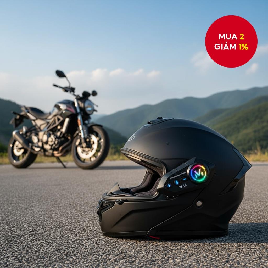 Y12 Moto Mũ bảo hiểm Bluetooth Tai nghe 5.4 Không dây Nghe gọi Chống nước Tai nghe