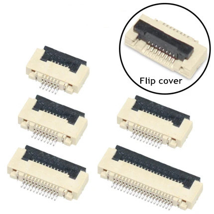 10 CÁI FPC FFC Flip cover Connector 0.5mm Cáp phẳng PCB Kết nối SMT ZIF 4 5 6 8 10 12 14 16 18 22 24
