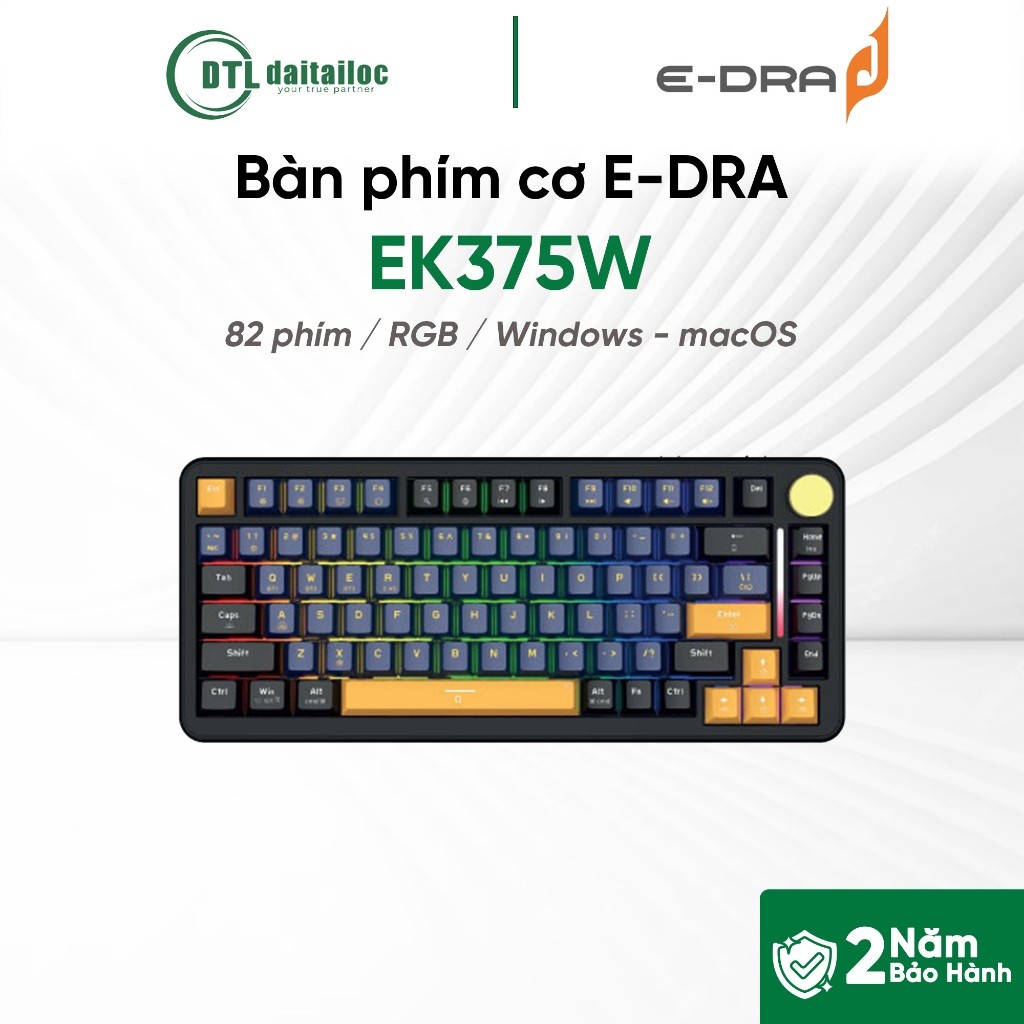 Bàn phím cơ không dây gaming 3 Mode E-dra EK375W | Chính Hãng | Bảo Hành 24 Tháng
