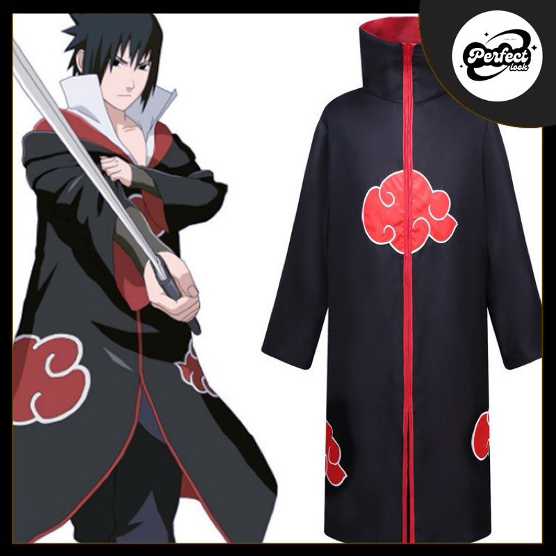 Halloween Akatsuki Cosplay Ninja Áo Khoác Thêu Trang Phục Người Lớn Trẻ Em Đảng Băng Đô Phụ Kiện - 0
