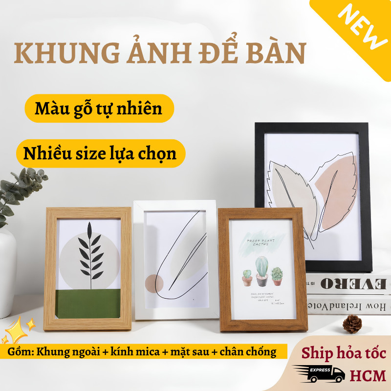 Khung Ảnh Gỗ LILY'S DECOR Để Bàn Treo Tường Mặt Kính Trong Suốt Khung Hình MDF Trang Trí Đẹp
