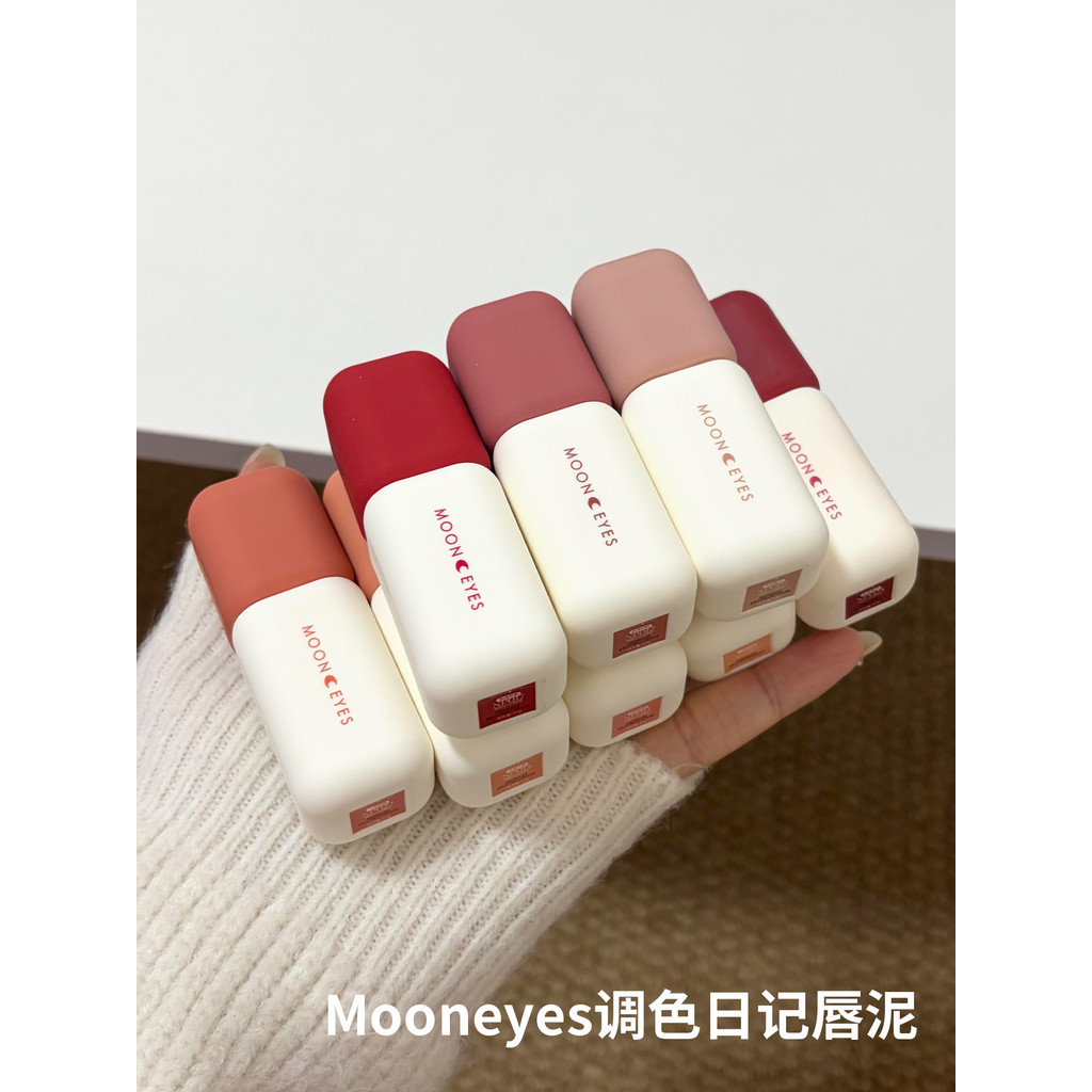 Mooneyes Mooneyes Mặt Trăng Màu Mắt Nhật Ký Môi Bùn Matte Lip Glaze Son Môi Nhung Mờ Làm Trắng Màu K