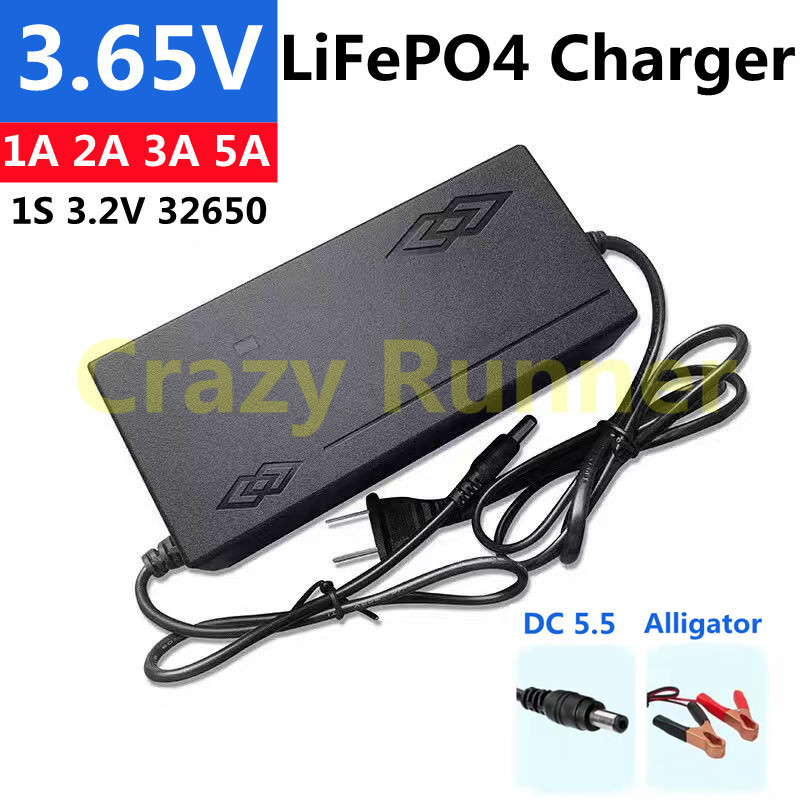 3.65V LiFePo4 Cell Pin Sạc 1A 2A 3A 5A Ferrous lithium phosphate 1S 3.2V LiFePo4 Pin 32650 Kẹp DC 5.