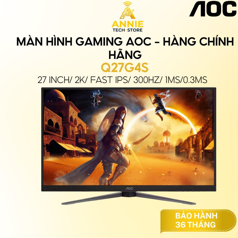 Màn hình AOC Gaming Q27G4S (27 inch/ 2K/ Fast IPS/ 300Hz/ 1ms/0,3ms MPRT) - Hàng chính hãng
