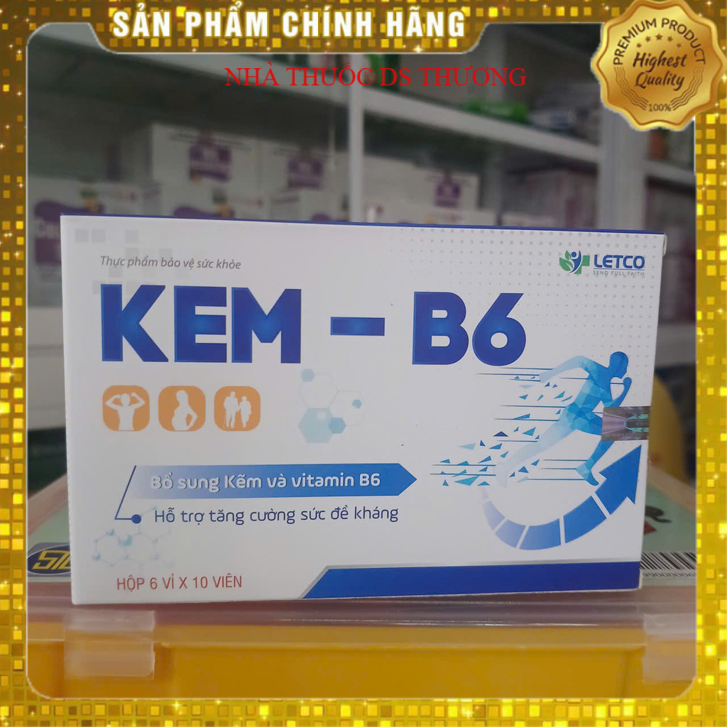 Viên Kẽm B6  Hỗ Trợ Tăng Cường Miễn Dịch, Viên Uống Giảm Mụn Vitamin B6 Kết Hợp Bổ Sung Kẽm Cho Nam 