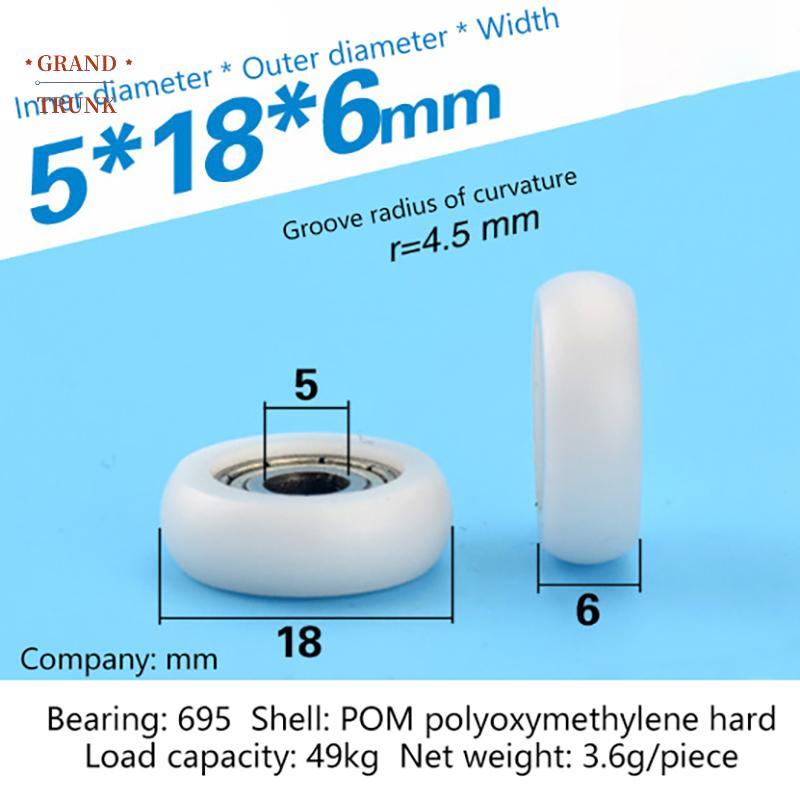 [INVN] 2 Chiếc 695ZZ 5x18x6mm POM Nylon Vòng Loại Bánh Xe Con Lăn POM Bọc 695ZZ Mang Ròng Rọc Bánh X