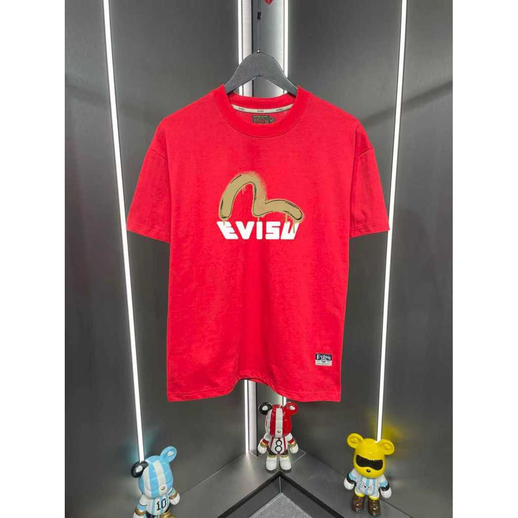 Evisu Nam Nữ In Hình Áo Thun Tay Ngắn Top Bên Ngoài Mặc Áo Thun Cao Cấp Áo Thun Mùa Bán Chạy Thoáng 