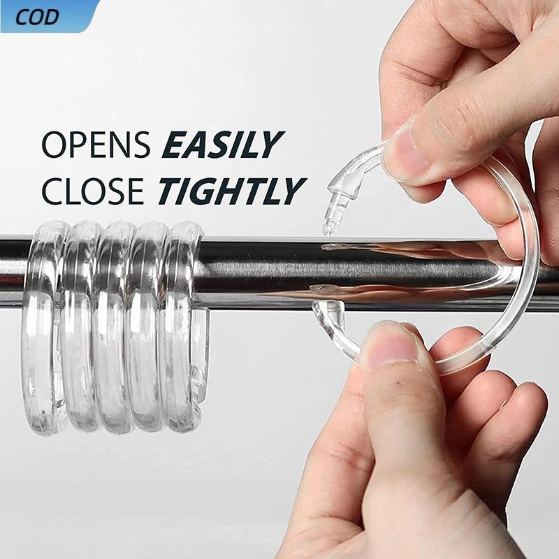 Cod 12 chiếc vòng Rèm mở vòng vòng vòng Vòng kẹp rèm tắm cho rèm cửa và Thanh treo rèm VN