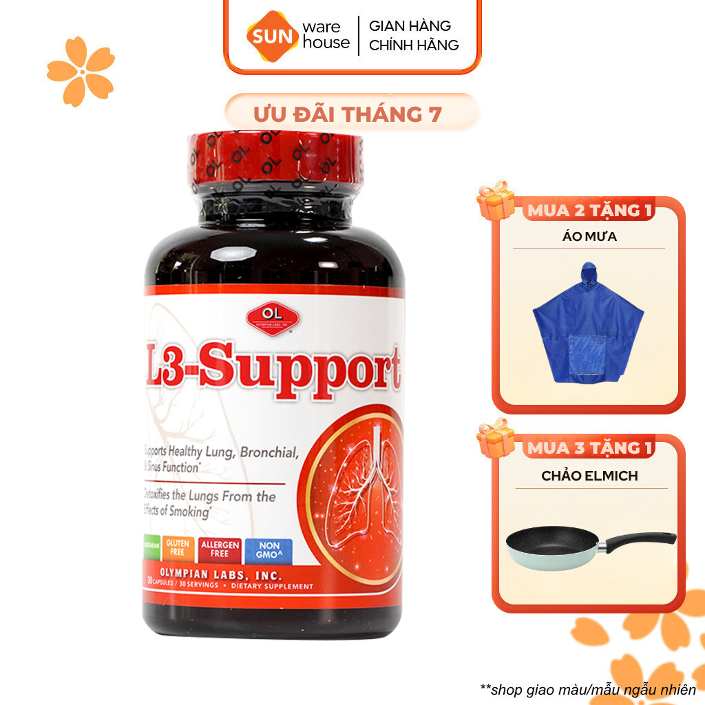 Viên Uống Hỗ Trợ Chức Năng Phổi, Phế Quản Và Xoang Olympian labs L3 Support 30 Viên